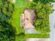 A bird's eye view of a well-maintained house with a large backyard surrounded by trees at 2930 Heather Stone Way, Lawrenceville, GA 30043
