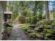 Lush landscaped backyard with stepping stone path leading to a water feature and seating area at 1833 N Rock Springs Ne Rd, Atlanta, GA 30324