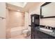 This elegant bathroom showcases a granite vanity top, toilet, tub, and shower at 3777 Peachtree Ne Rd # 438, Brookhaven, GA 30319