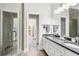 Beautiful bathroom with a double sink vanity, a glass shower, and elegant finishes at 1950 Buford Dam Rd # 205, Cumming, GA 30041