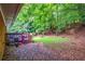 Serene backyard with a wooden deck, lush greenery, and mature trees for privacy at 379 Utoy Sw Cir, Atlanta, GA 30331