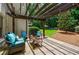 Charming backyard patio under a pergola, featuring comfortable seating with views of the lush lawn at 4115 Falls Ridge Dr, Johns Creek, GA 30022