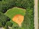 Aerial view of baseball field surrounded by trees near highway at 4206 Moccasin Trl, Woodstock, GA 30189