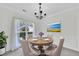 Charming dining room with wainscoting, chandelier, and a round table set for four at 4206 Moccasin Trl, Woodstock, GA 30189