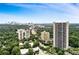 Beautiful aerial view of city buildings and skyline surrounded by lush greenery at 2660 Peachtree Nw Rd # 23A, Atlanta, GA 30305