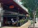 Taverna restaurant featuring a covered patio with outdoor seating and fans for a comfortable dining experience at 2660 Peachtree Nw Rd # 23A, Atlanta, GA 30305