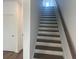 Classic staircase with wooden treads and white risers, providing access to the upper floors at 358 Olmstead Way # 25, Alpharetta, GA 30022