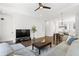 Bright living room featuring modern decor, hardwood floors, and a ceiling fan at 1244 Chelsea Nw Cir, Atlanta, GA 30318