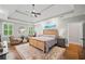 Bright main bedroom with a large bed, windows, and a sitting area for comfortable relaxation at 208 Wilshire Ter, White, GA 30184