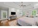 Spacious main bedroom with a tray ceiling, ceiling fan, and access to a private balcony for relaxing at 208 Wilshire Ter, White, GA 30184