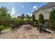 Backyard patio with fire pit and landscaping, offering a perfect space for outdoor gatherings at 4503 Atley Woods Se Dr, Atlanta, GA 30339