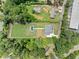Aerial view of the house on a large lot with mature trees and a geometric pool in the backyard at 103 Maddox Rd, Buford, GA 30518