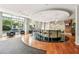 Inviting lounge area featuring modern bar with seating, sleek black tile accents, and city views at 711 Cosmopolitan Ne Dr # 802, Atlanta, GA 30324