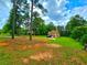 Charming two-story home with lush green lawn and parking, framed by tall, mature trees and cloudy skies at 4086 Rex Road, Rex, GA 30273