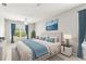 A bedroom featuring a queen bed, stylish décor, and a ceiling fan at 3725 Downing Dr, Cumming, GA 30040