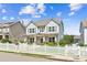 Charming two-story home with a white picket fence, landscaped yard, and inviting front porch at 3725 Downing Dr, Cumming, GA 30040