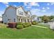 Well-manicured front yard with lush lawn and landscaping surrounding a charming two-story home at 3725 Downing Dr, Cumming, GA 30040