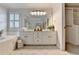 Large vanity area in bathroom with a double sink, lots of counter space, decorative mirror and natural light at 1868 Birch Briar Bnd, Lawrenceville, GA 30043