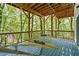 View of back porch with hammock and view of lush green forest at 145 Mount Shasta Ln, Johns Creek, GA 30022