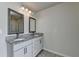 Bathroom featuring double sinks with granite countertop and modern fixtures at 4250 Pembia Dr, Cumming, GA 30028