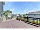 A large wooden deck with backyard views offers an ideal space for outdoor activities at 4250 Pembia Dr, Cumming, GA 30028