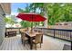 Inviting outdoor deck with a dining set and a red umbrella, perfect for entertaining or relaxing at 853 Gaston Sw St, Atlanta, GA 30310