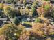 Aerial view of a residential neighborhood, showcasing tree-lined streets and well-maintained homes in autumn at 1151 Bromley Rd, Avondale Estates, GA 30002