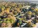 High aerial view features a tree filled neighborhood, well maintained homes, and nearby athletic fields at 1151 Bromley Rd, Avondale Estates, GA 30002
