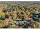 A high aerial shot showcases lush trees, foliage, and well maintained homes in a Gathering-friendly neighborhood at 1151 Bromley Rd, Avondale Estates, GA 30002