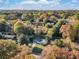 Scenic aerial view captures a neighborhood with mature trees, single Gathering homes, and city skyline in the distance at 1151 Bromley Rd, Avondale Estates, GA 30002