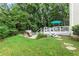 Lush backyard featuring a small pool and a deck perfect for entertaining at 440 Barrington W Dr, Roswell, GA 30076