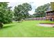 Spacious backyard featuring a well-maintained lawn, wooden fence, and screened in porch at 879 Old Tucker Rd, Stone Mountain, GA 30087