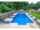 Backyard view showcasing a large, rectangular swimming pool with lounge chairs for relaxation at 879 Old Tucker Rd, Stone Mountain, GA 30087