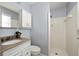 Cozy bathroom featuring a granite counter top and a stand up shower at 1392 Cornwall Rd, Decatur, GA 30032