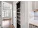 Walk-in pantry with shelving located off of the kitchen area at 214 Misty View Dr, Canton, GA 30114
