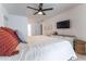 Bedroom featuring a ceiling fan, TV, and cozy decorative touches at 361 Princeton Way, Lawrenceville, GA 30044