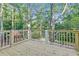 Wood deck with railing overlooking the wooded backyard at 733 Wesley Chapel Rd, Villa Rica, GA 30180