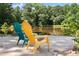 Picturesque lakefront beach with colorful Adirondack chairs perfect for relaxation at 1572 Azalea Dr, Lawrenceville, GA 30043