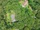 Aerial view showcasing a secluded property surrounded by lush greenery at 2140 Old Orchard Lane Ln, Canton, GA 30114