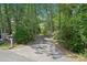 Long, paved driveway leading through a serene wooded area, creating a private entrance at 2140 Old Orchard Lane Ln, Canton, GA 30114