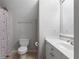 Cozy bathroom with a shower, modern toilet, white vanity, and bright lighting at 32 Pullman Trl, Acworth, GA 30101