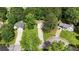 Aerial view of the home and neighborhood with mature trees and well-maintained lawns at 310 Willow Ln, Temple, GA 30179