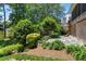 Landscaped backyard with lush greenery and stone patio create a private outdoor oasis at 733 Greenview Ne Ave, Atlanta, GA 30305