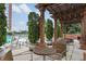 Community pool area with pergola covered lounge area and tables at 1820 Peachtree Nw St # 608, Atlanta, GA 30309