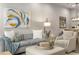 Living room featuring a gray sofa, accent chair, neutral ottoman, and stylish artwork at 4358 Parkside Pl, Atlanta, GA 30342