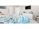 Bright bedroom with light gray walls, white trim and a comfortable bed with blue leaf patterned duvet at 113 Overlook Ridge Way Way, Canton, GA 30114