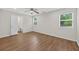 Bright bedroom with neutral walls and trim with a ceiling fan at 332 Mount Zion Rd, Oxford, GA 30054