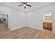 Bedroom featuring two entryways, recessed lighting, ceiling fan, and hardwood floors at 332 Mount Zion Rd, Oxford, GA 30054