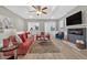 Open living room features fireplace, hardwood floors, high ceilings, with easy access to the kitchen at 332 Mount Zion Rd, Oxford, GA 30054