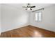 Bright bedroom with hardwood floors, a ceiling fan, and a window for natural light at 1355 Euclid Ne Ave # A8, Atlanta, GA 30307